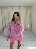 SPIRIT Paisley Cheesecloth Button Shirt & Skort Co-Ord In Pink