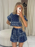 PAISLEY Short Sleeve T Shirt & Shorts Co-Ord In Navy