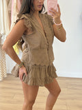 HARLOW Embroided Lace Top & Skort Co-Ord In Latte