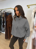 BONNIE Gingham Zip Up Jacket In Black