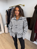 MAEVE Knitted Long Sleeved Zip Up Jumper In Grey