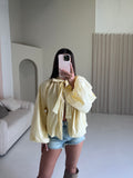 SUMMER Bow Tie Open Back Blouse In Yellow