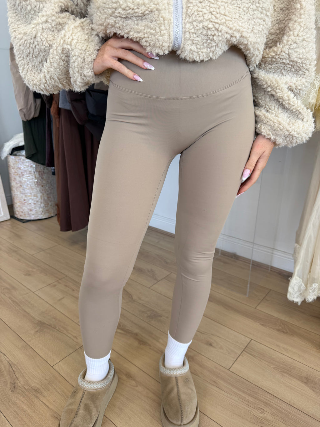 DARCY High Waisted Leggings In Taupe