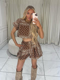 PAISLEY Short Sleeve T Shirt & Shorts Co-Ord In Chocolate