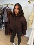 MABEL Cropped Long Sleeved Jacket In Chocolate