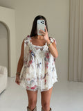 CASSIDY Bow Tie Top & Mini Shorts Co-Ord In Floral