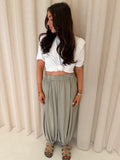 MIMI High Waisted Linen Balloon Trousers In Beige